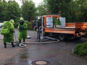 Gefahrgutübung der Feuerwehren der Stadt Linden am Montagabend