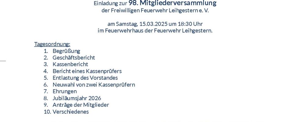 Einladung Mitgliederversammlung 2025
